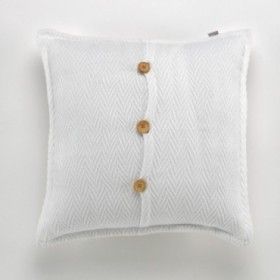 Funda de cojín Maia blanco cojín 50x50 cierre con botones