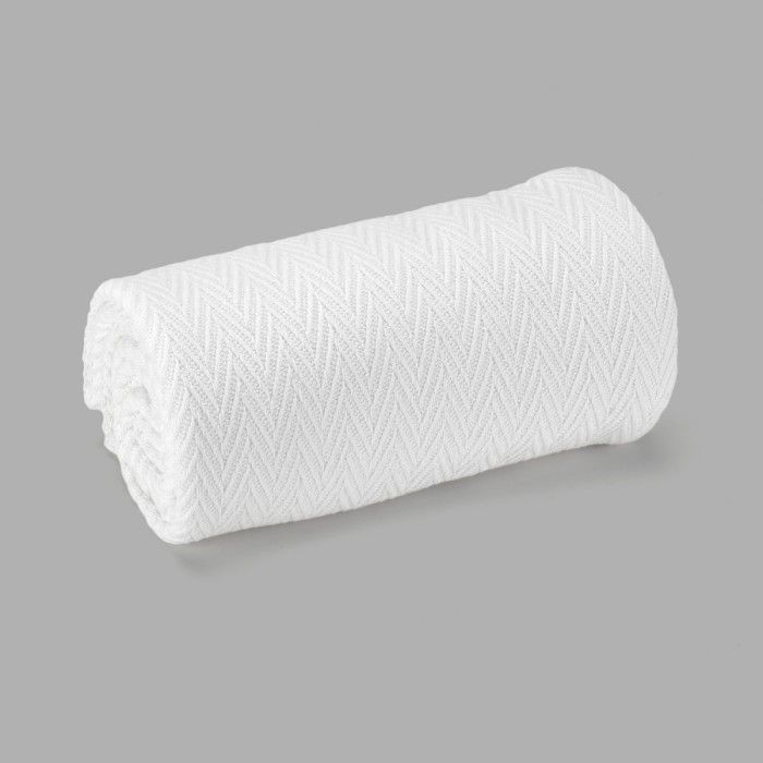 Plaid de algodón Maia blanco plegada