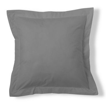 Funda de cojín algodón poliéster titanio con pestaña