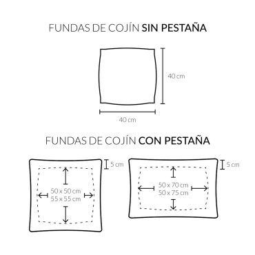 Funda de cojín lisa: acabada en pestaña o sin ella